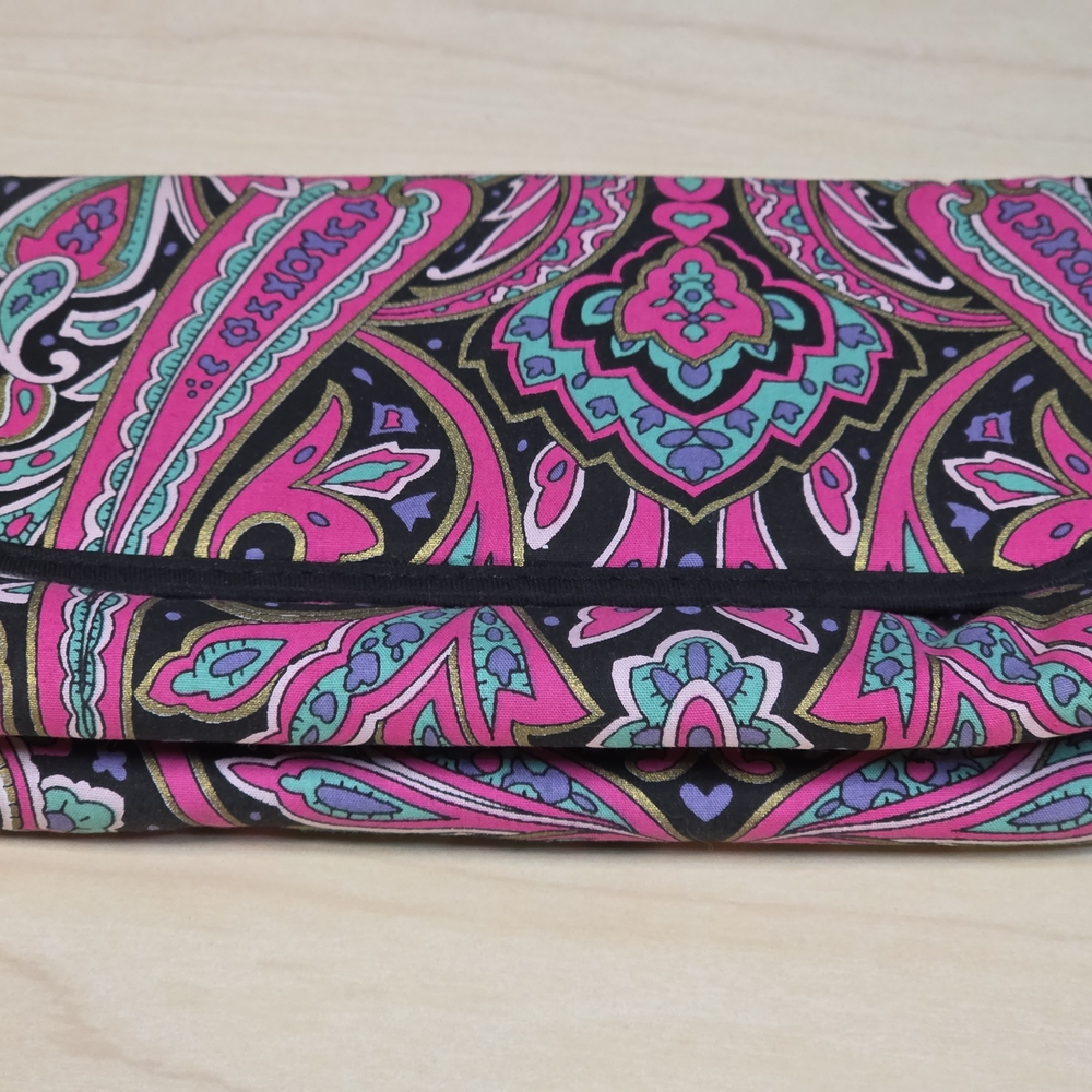 MARY KAY Cloth Makeup Cosmetic Bag w/Built in Mirror Pink Black Teal Paisley - Picture 2 of 14